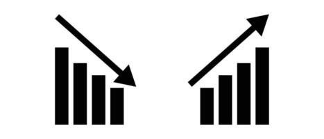A set of icons for ascending and decreasing graphs. vector