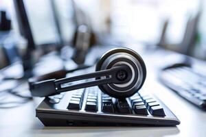 Communication support call center and customer service support desk photo