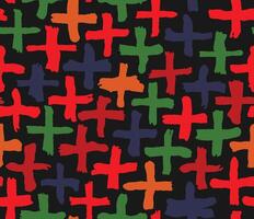 Brush drawn doodle shapes seamless pattern. Dry brush made cross. Urban background with trendy graffiti style elements. Hand drawn grunge color texture vector