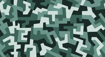 Geometric camo seamless pattern. Abstract military camouflage background. Green color. Pattern for car decal wrap design vector