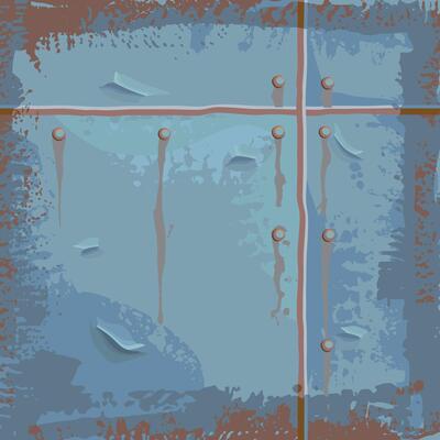 Banner scratched metal. Background frame in the form of an old iron sheet with rust and bolts