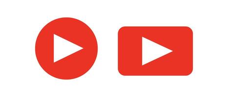 Play button icons in red. vector