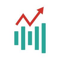 Red arrow and green bar graph vector
