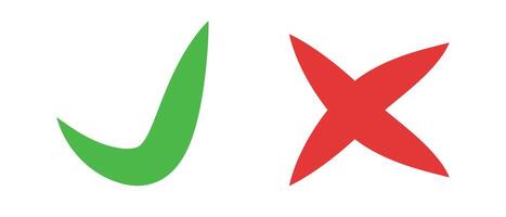 Check mark and cross mark icon set. vector