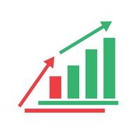 Stepwise ascending arrows and bar graph icons. vector