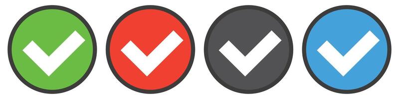 A set of check mark icons. Confirmation and permission. vector
