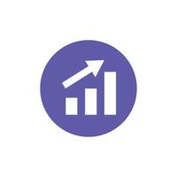 Bar graph icon within a purple circle. Business and investment. vector