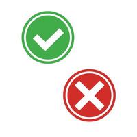 Check and cross icons. Icons highlighted by a border. vector