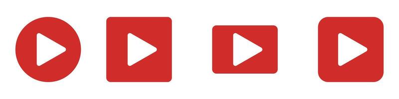 A set of play button icons in various shapes. Playback of movie and music. vector