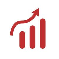 Slowly rising chart and bar graph icon. vector