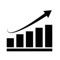 Up arrow icon and bar graph icon silhouette. vector