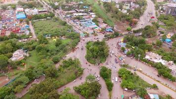 Aerial view of a busy roundabout road video