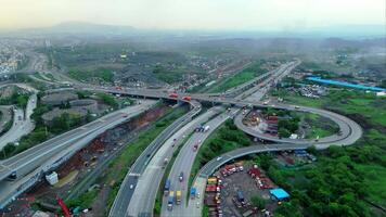 Aerial view of a complex highway interchange video