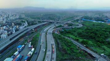 Aerial view of multiple complex highway video