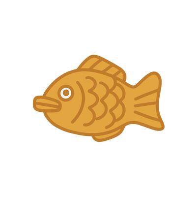 Illustration of a cute taiyaki is isolated on the white background
