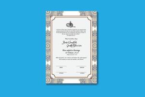 Marriage Certificate Design with white Background and Luxury frame vector