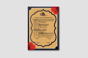 Elegant Nikkah Nama Design with Floral Frame A4 size vector