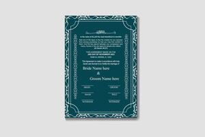 Muslim Marriage Certificate and Wedding Card or Personalized Names or Islamic or marriage vector