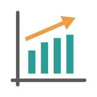 Bar graph and rising arrow icon. vector