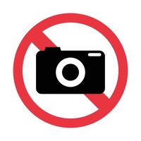Prohibition symbol and camera icon vector