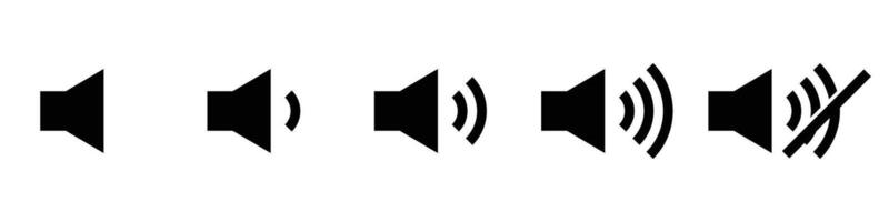 An icon to increase or decrease the sound. An icon indicating mute. A set of vectors with different volume levels.