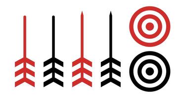 Bow and arrow and target icon set. vector