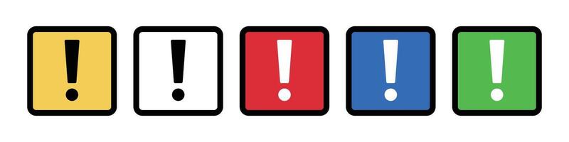 A set of exclamation mark icons used for caution and warning. vector