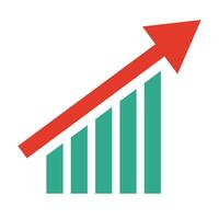Rising arrow and bar graph icon. vector