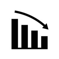 Downtrend arrow and bar chart icon. Business performance. vector