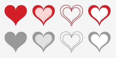 Valentine red heart and grey heart icon. Heart shape Isolated on white background vector