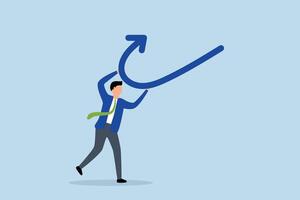 Change, businessman push going down arrow change to up direction vector