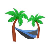 illustration of hammock between palm tree vector