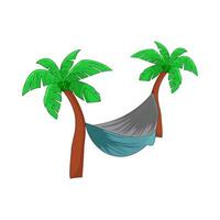 illustration of hammock between palm tree vector