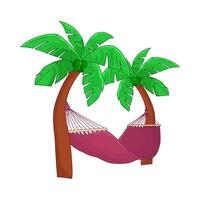 illustration of hammock between palm tree vector