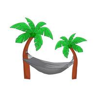 illustration of hammock between palm tree vector