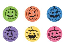 Set of pumpkin style face, Halloween design element vector