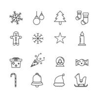 Christmas and New Year Line Icon Set vector