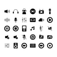 Audio, Music and Sound solid Icon Set vector