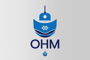 OHM Logo Submarin Brand. Submarin Minimal Icon in Blue and Dark Blue vector