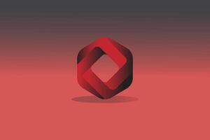 Trending logo, hexagon design isolated on red and black background vector