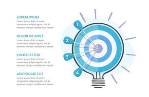 Idea concept with target with 4 arrows and handdrawn bulb around it vector