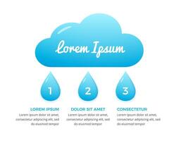 Infographic template with cloud and three water drops vector