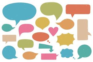 Set of hand drawn blank colored speech bubbles vector