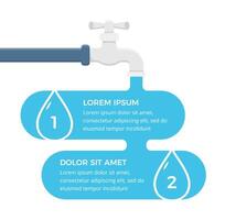 Infographic template with faucet and two water drops vector