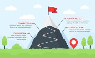 Mountain with Red Flag vector