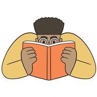 Cartoon cute education people reading book set . vector