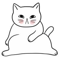 Cartoon cute funny white cat elements . vector