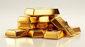 Gold bars isolated on white background. Financial concept. Neural network photo
