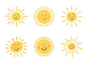 Smiling Suns Set vector