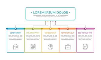 Flowchart with 5 Elements vector